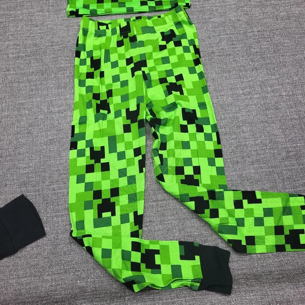 Minecraft Kids Boys Girls Set of 4 Pajama Sleepwear Set Green Size 8